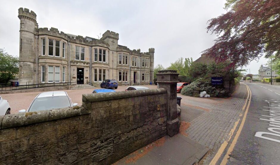 Kinburn Castle exits onto Doubledykes Road, St Andrews