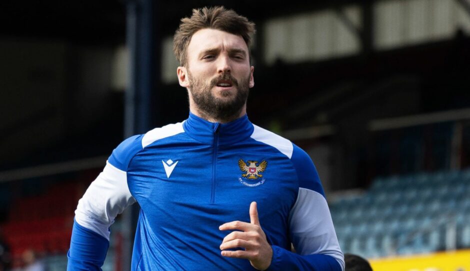 Kyle Cameron warming up before a St Johnstone game.