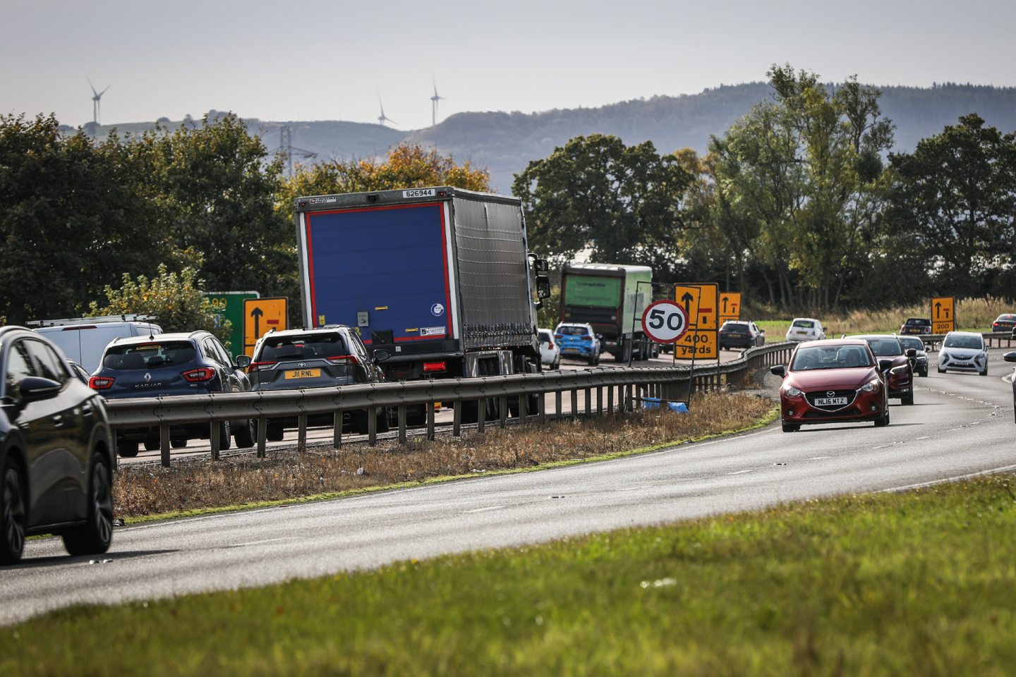 Queues on the A90.