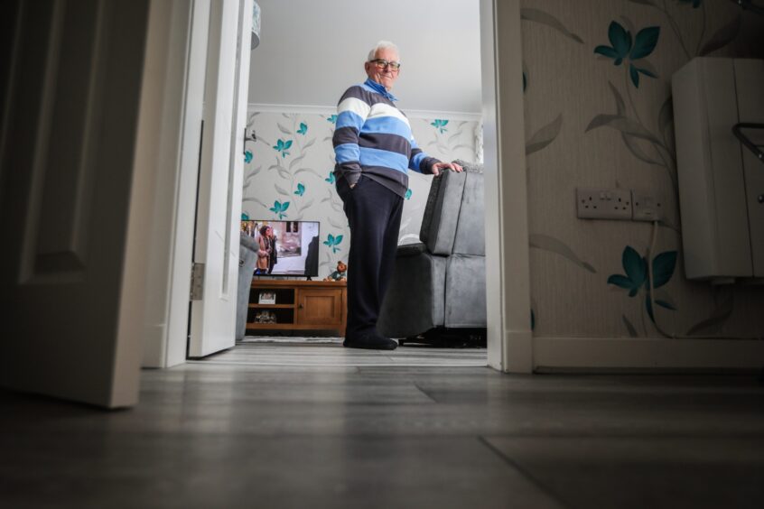 Ian Stewart, who lives on Brechin's River Street, moved back into his newly refurbished home with his wife, Jane, in August. Image: Mhairi Edwards/DC Thomson.