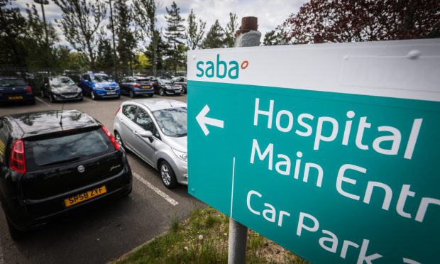 The Evening Telegraph, CR0009300, News, Ninewells parking firm has changed hands from Indigo to Saba. Picture shows; the new Saba signage around the car parks at Ninewells. Monday 13th May, 2019.  Mhairi Edwards/DCT Media