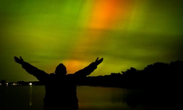 Niall Jackson enjoying the aurora at Monikie. Image: Niall Jackson