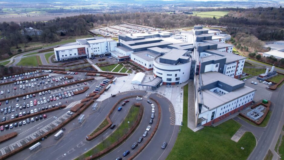 An aerial view of Forth Valley Royal Hospital in Larbert.