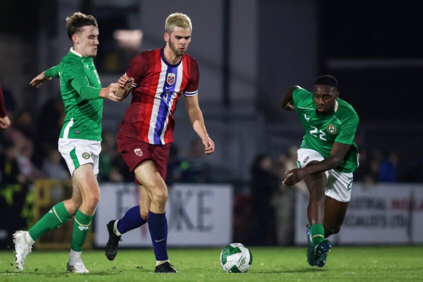 Emmanuel Adegboyega, right, in action for Ireland U/21s against Norway