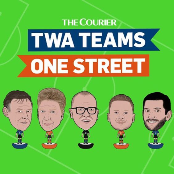 Twa Teams, One Street - (from left) Graeme Finnan, Jim Spence, Tom Duthie, Alan Temple and George Cran.