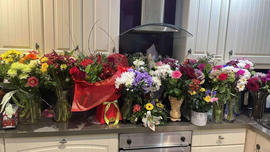 Irene received a lot of flowers for her birthday.