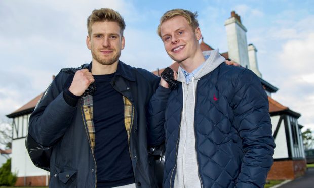 Stuart Armstrong, left, and Gary Mackay-Steven on their last day at Dundee United