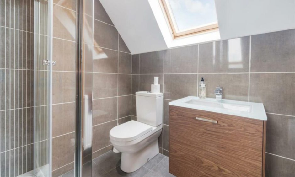 En-suite shower room at Blairingone Church in Kinross-shire.