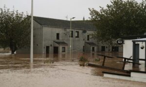 Dozens of homes in the River Street area of Brechin are still empty after Storm Babet. Image: Paul Reid