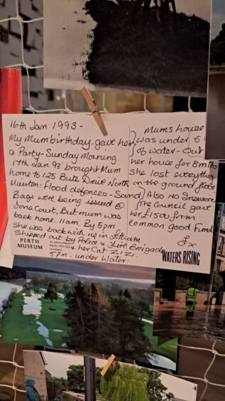 Postcard with woman's memories of her mother being rescued from 1993 flood in Perth