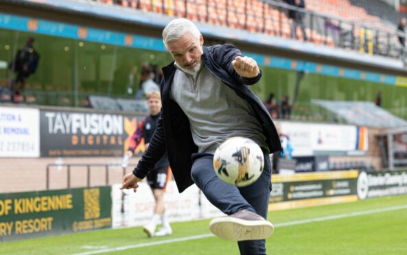 Dundee United boss Jim Goodwin shows he hasn't lost his touch after his side knocked St Mirren out of the Premier Sports Cup in August. Image: SNS