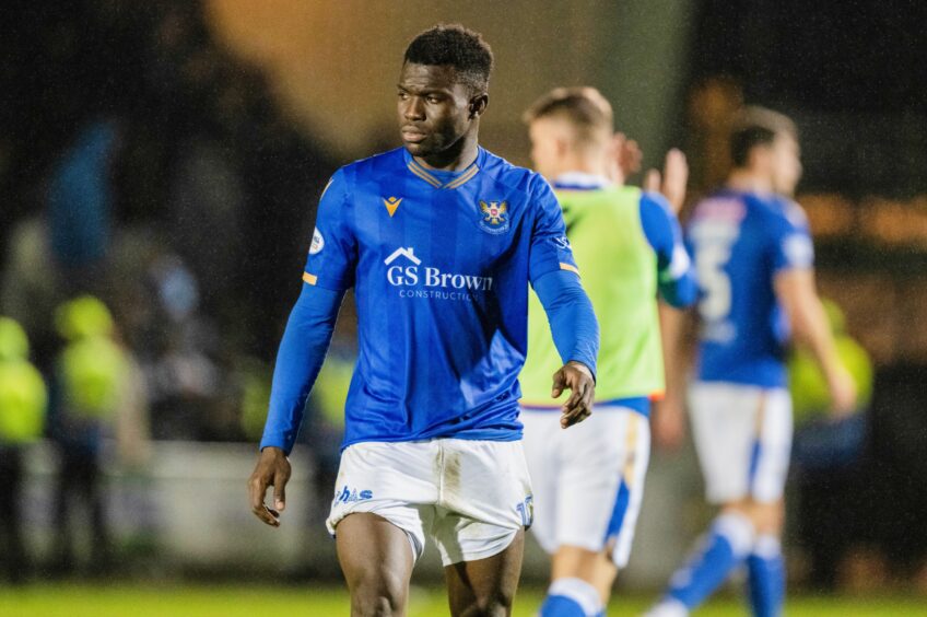 Adama Sidibeh was unlucky not to end his goal drought against St Mirren. 