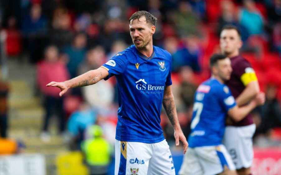 Barry Douglas gestures while playing against Hearts. 