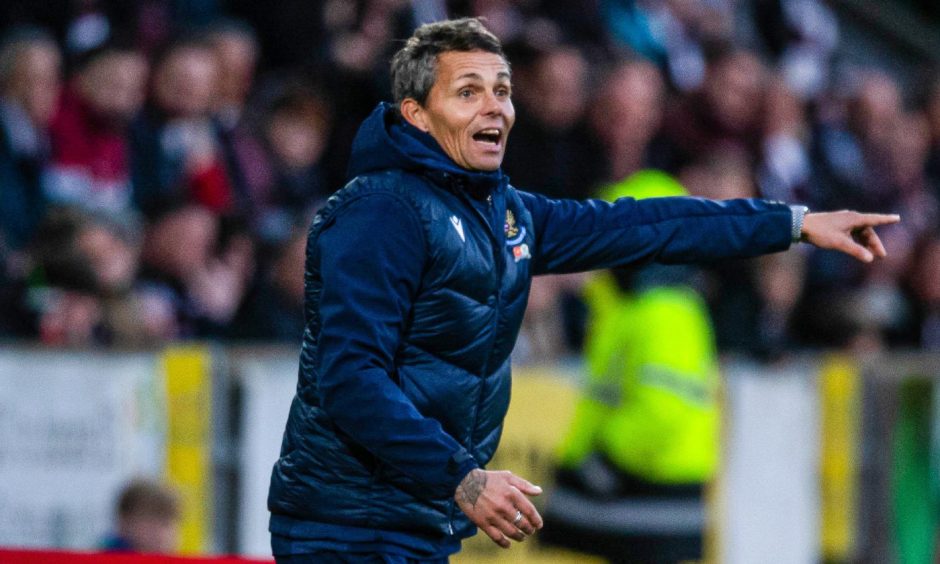 St Johnstone boss, Simo Valakari on the touchline at McDiarmid Park.