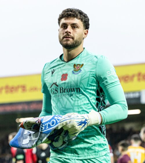 Josh Rae before kick-off against Motherwell.