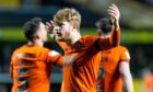 Luca Stephenson celebrates a goal for Dundee United