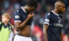 Dundee players dismayed after defeat at Aberdeen last time out. Image: Rob Casey/SNS