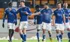 The St Johnstone players celebrate Makenzie Kirk's winning goal against Kilmarnock.