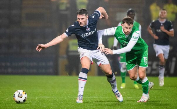 Josh Mulligan had a fine game at right wing-back but limped off in the second half. Image: Euan Cherry/SNS