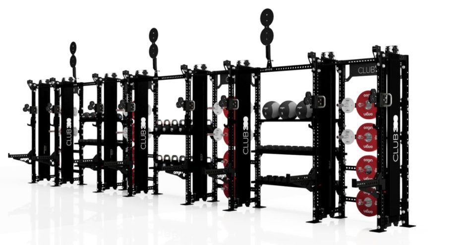 Design plans for dumbbell and squat racks in the new gym.