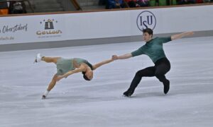 Anastasia Vaipan-Law and Luke Digby in action at the NHK Trophy Grand Prix in Japan. Image: Ice Dundee