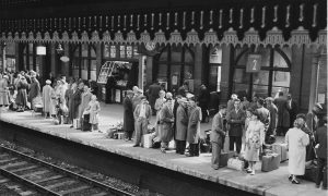 A busy scene at Arbroath Railway Station in August 1958. Image: Supplied.