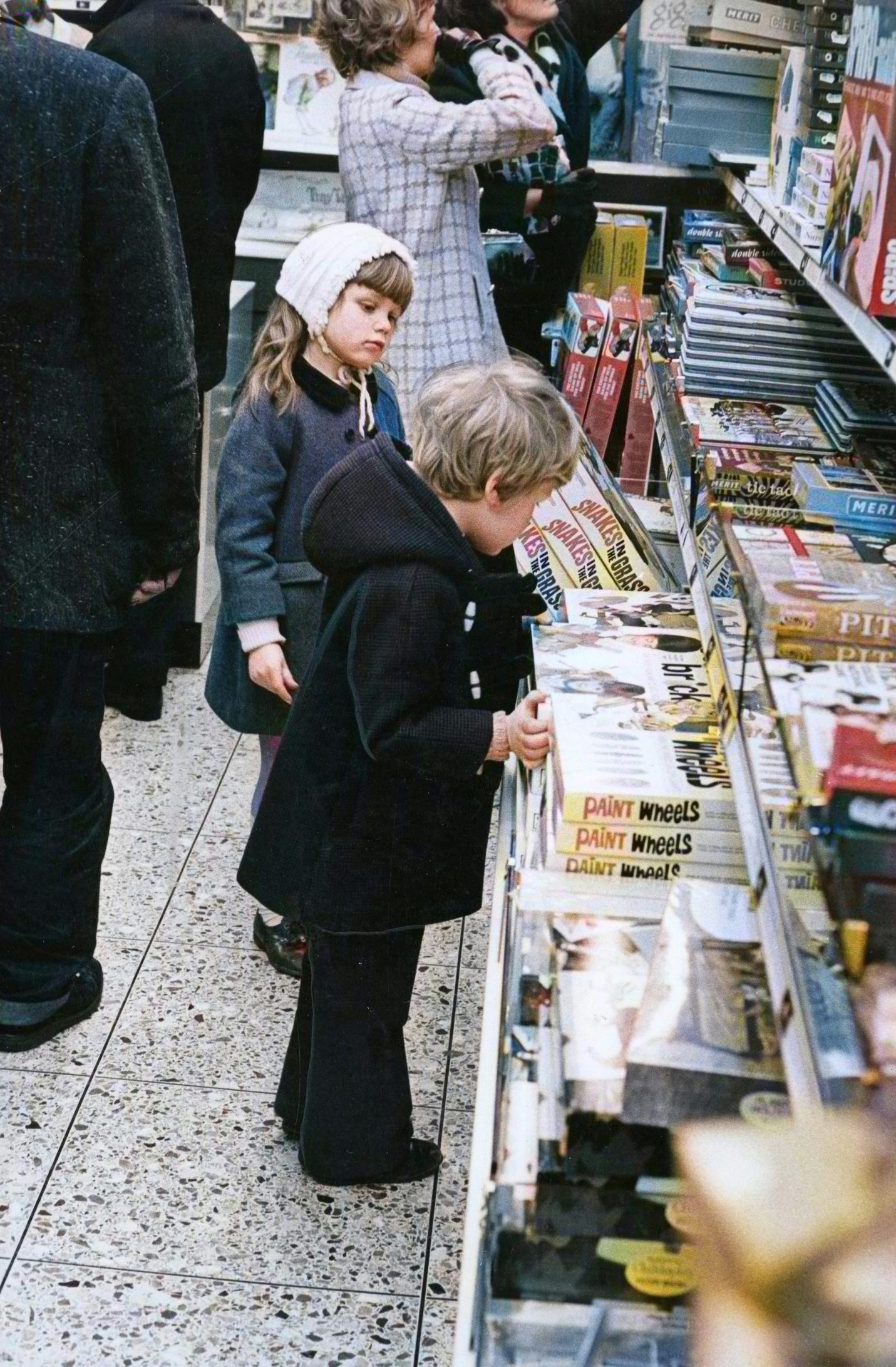 Children looking at the toys on offer in a supermarket in Dundee in 1970