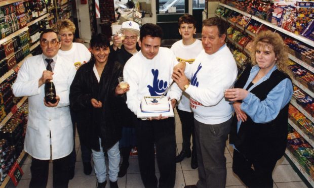 Spar on Ballindean Road in Dundee celebrate the first anniversary in 1995. Image: DC Thomson.