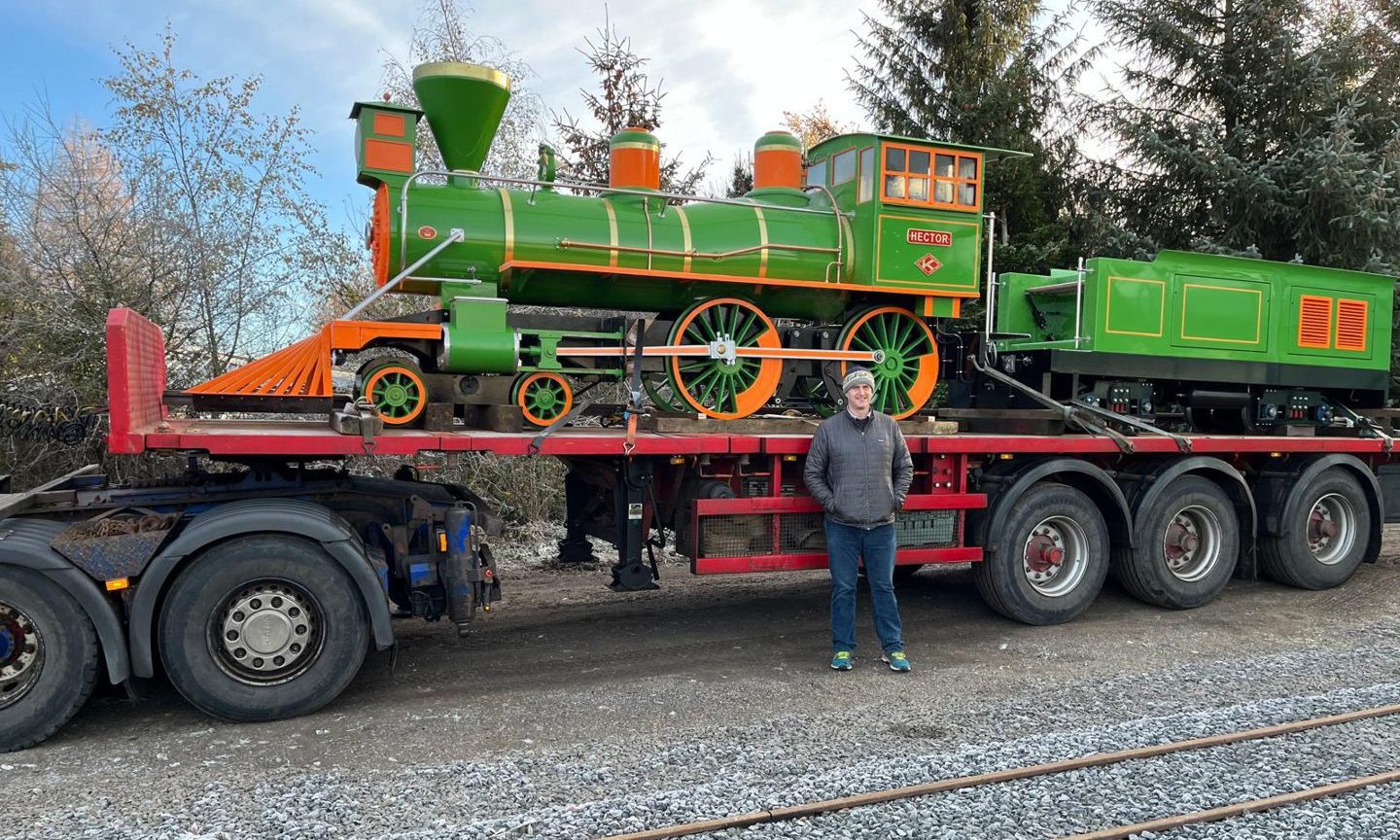 Hector the train with park director Hector Muir. Image: Blair Drummond Safari Park