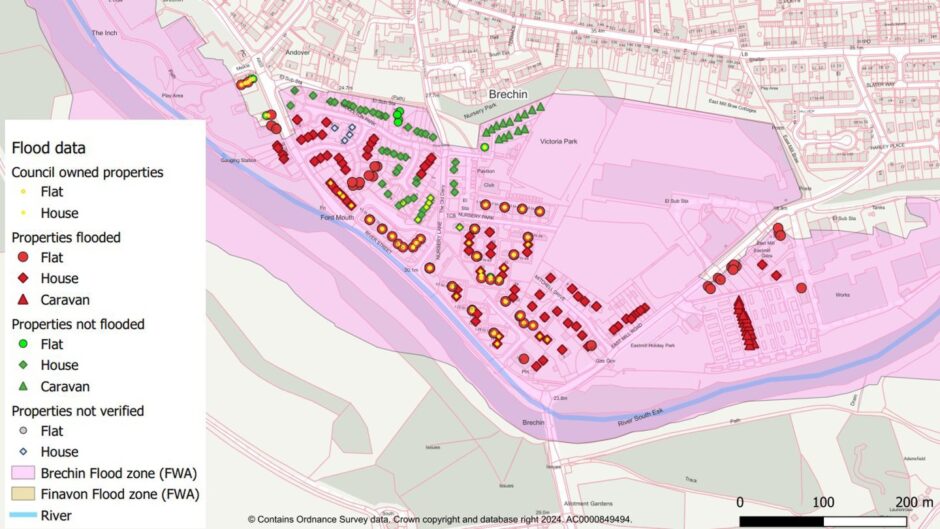 Brechin floods area map.