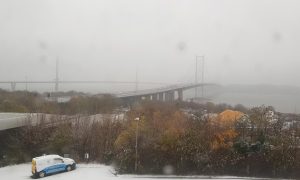 The Queensferry Crossing has been closed due to risk of falling ice. Image: BEAR Scotland