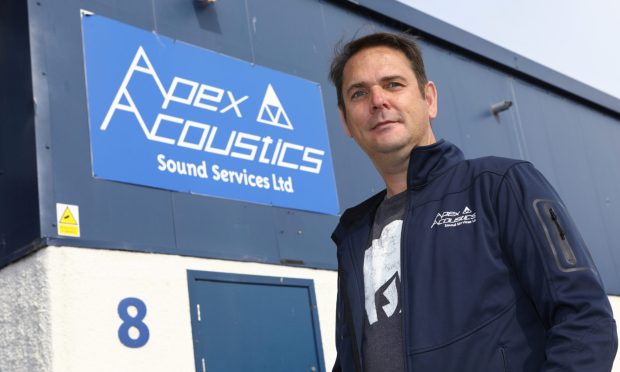 Paul Smith, director of Apex Acoustics, at his premises in Dundee. Image: 
Dougie Nicolson / DC Thomson