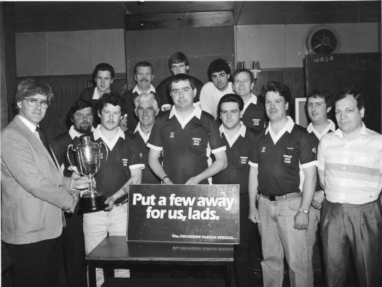 Super League winners receive the trophy in 1987 