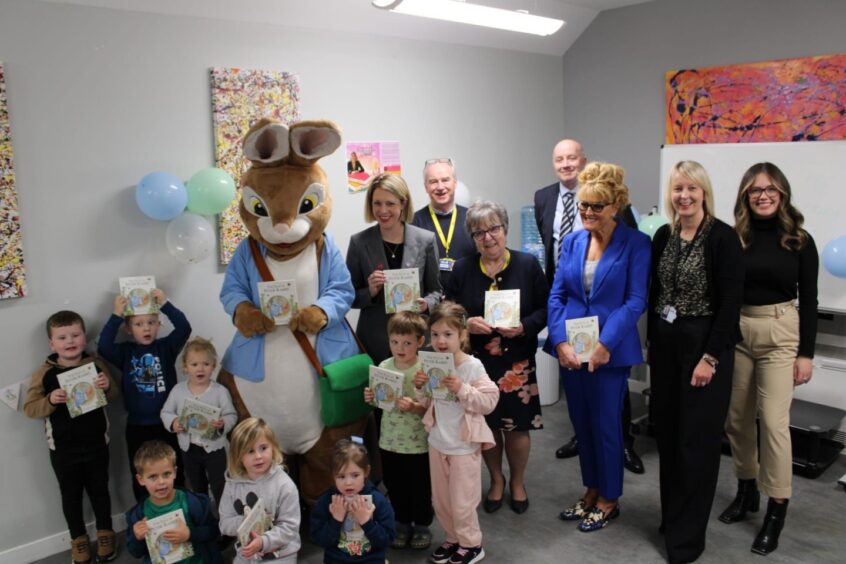 Some of the children with their books form Dolly Parton.