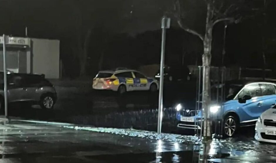 One of the police cars parked up at the Glamis Centre in Glenrothes.