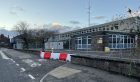 Security fencing now surrounds Forfar Police HQ. Image: Graham Brown/DC Thomson