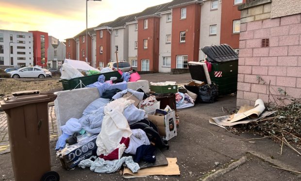 The rubbish has been dumped on Daniel Street. Image: Ellidh Aitken/DC Thomson