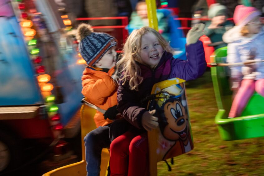 Funfair rides at Carnoustie Christmas fair.