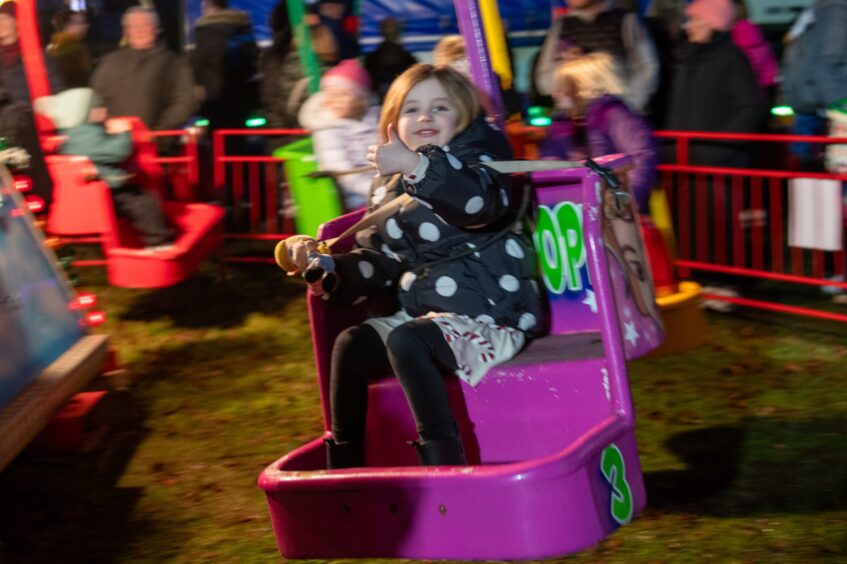 Children's ride at Carnoustie Christmas fair.