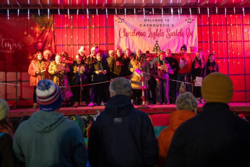 Singers at Carnoustie Christmas lights switch-on.