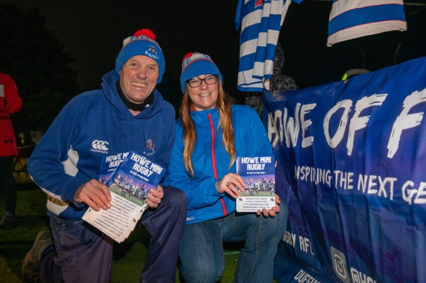 Alan Hendry and Lynsey Maxwell of Howe of Fife Rugby Club had fun