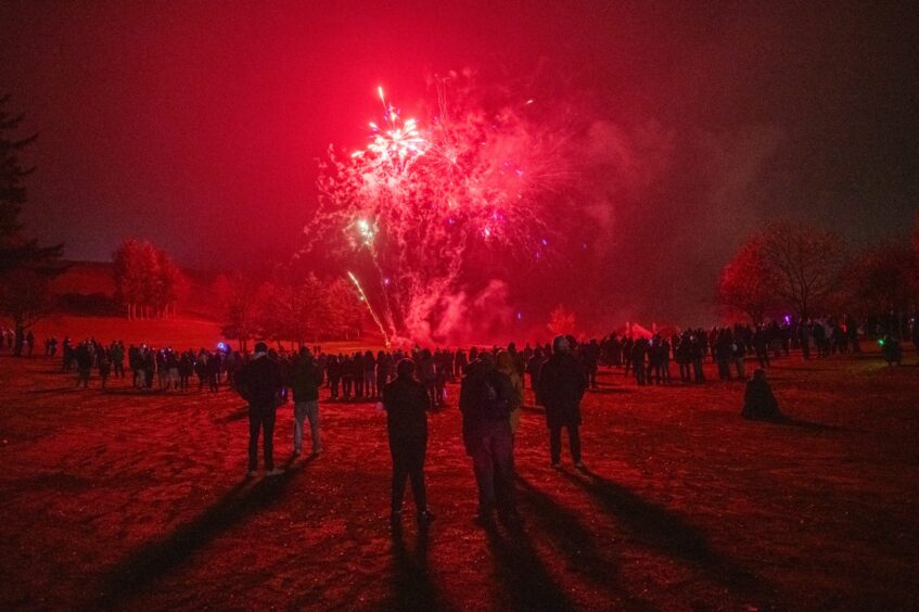 The crowd was awed by the beautiful colours on display at Cupar fireworks