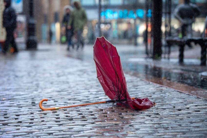 An umbrella that didn't survive the wind in Dundee