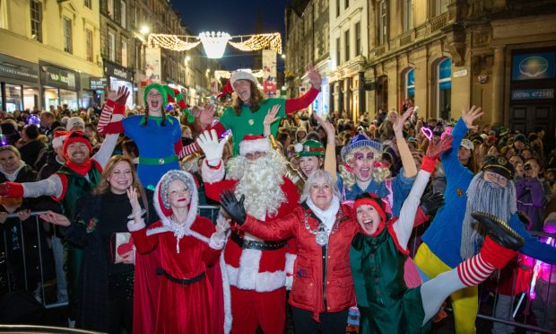 Santa and Mrs Claus, Lord Provost Elaine Watterson, and other performers led the event celebrations. Image: Kenny Smith/DC Thomson