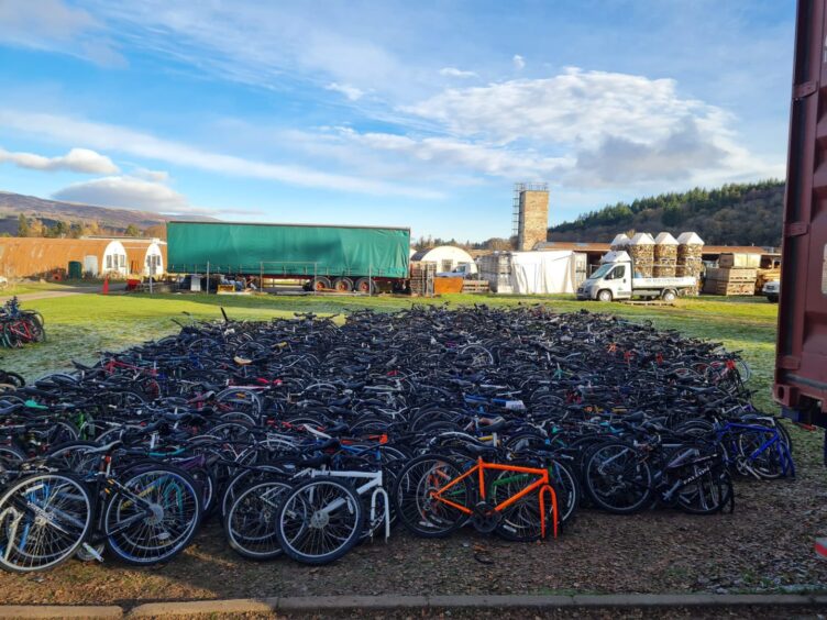 All of the unloaded bikes destined for Africa