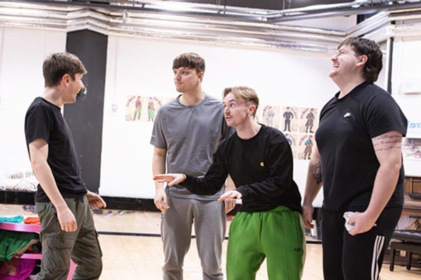 Cast rehearses as Oor Wullie characters