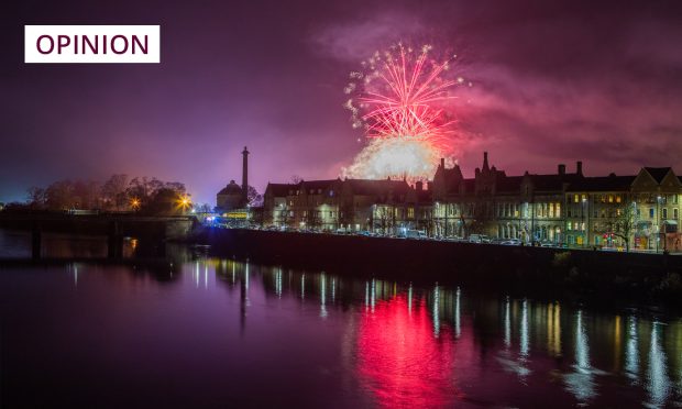 Fireworks above the South Inch in Perth on Bonfire Night 2024. Image: Steve MacDougall/DC Thomson