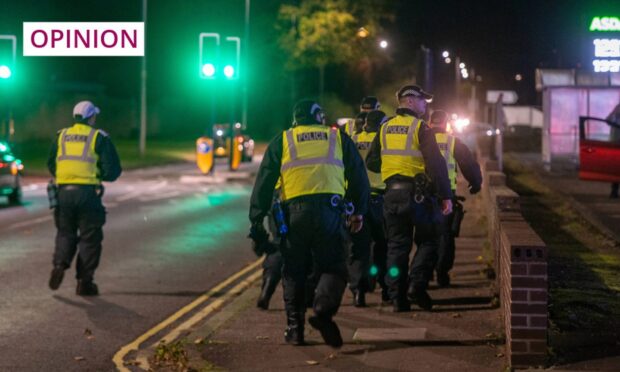 Police in Kirkton on Halloween. Image: Kim Cessford/DC Thomson