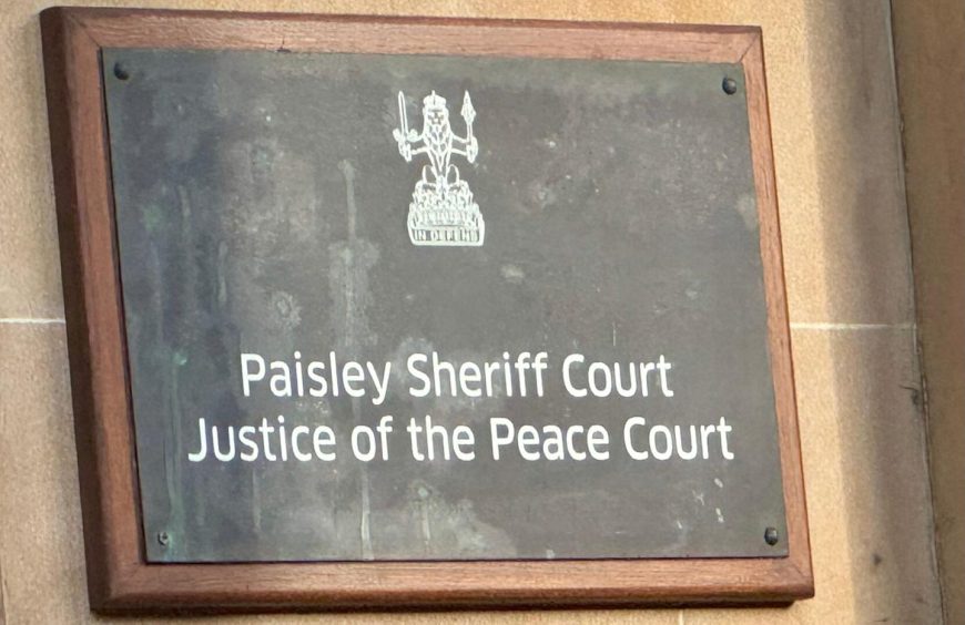 Paisley Sheriff Court sign