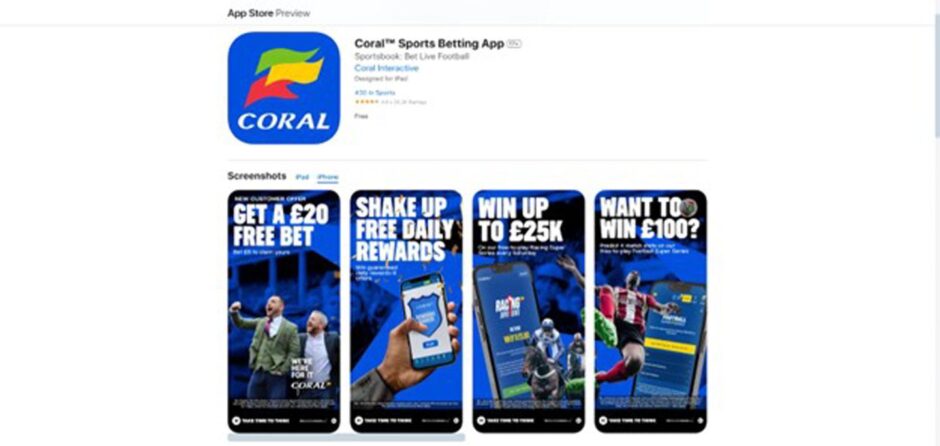 Coral betting screenshot